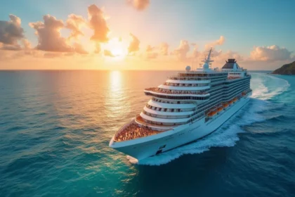 Bateau de croisière géant naviguant sur une mer calme