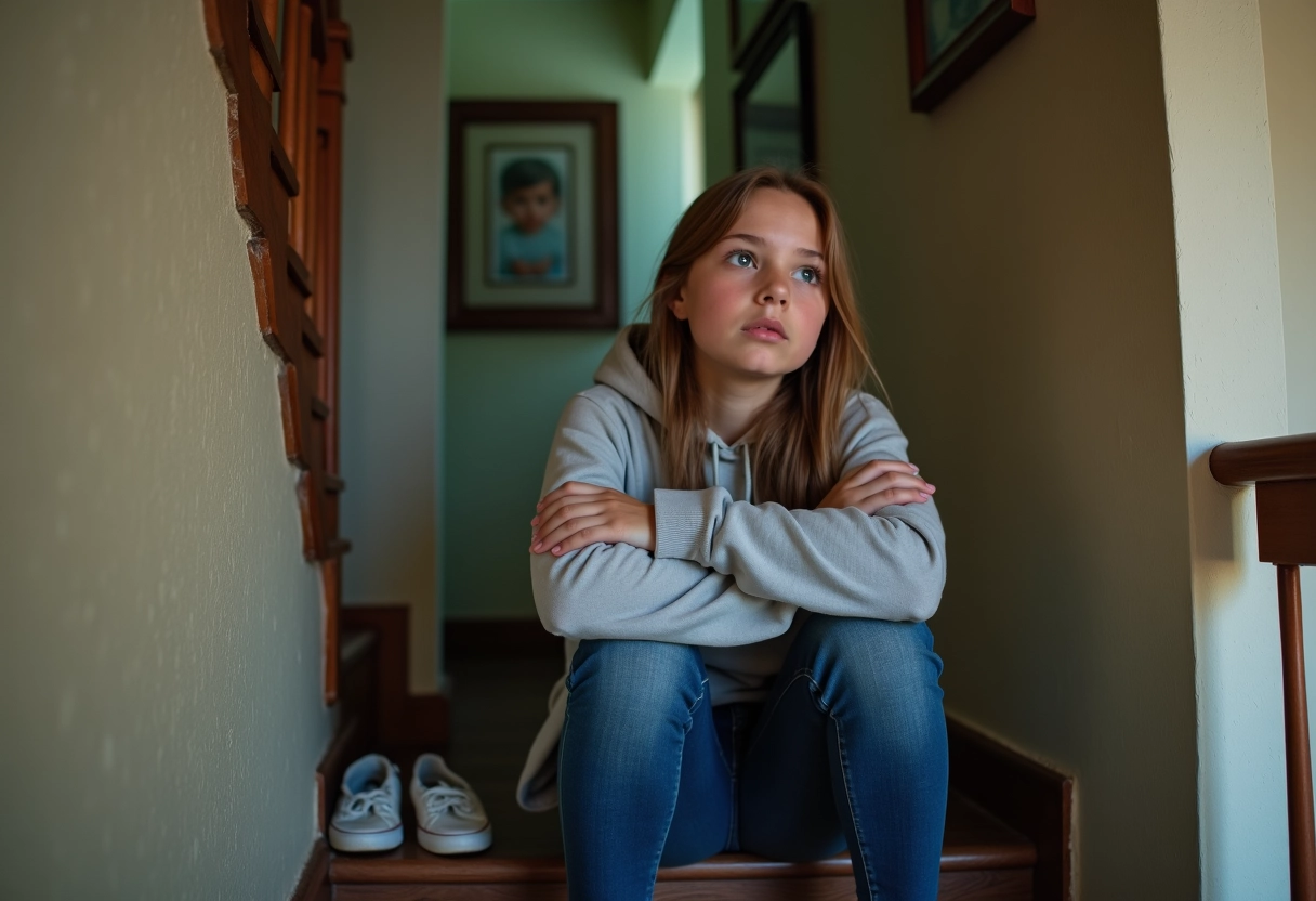 Adolescente assise seule sur l