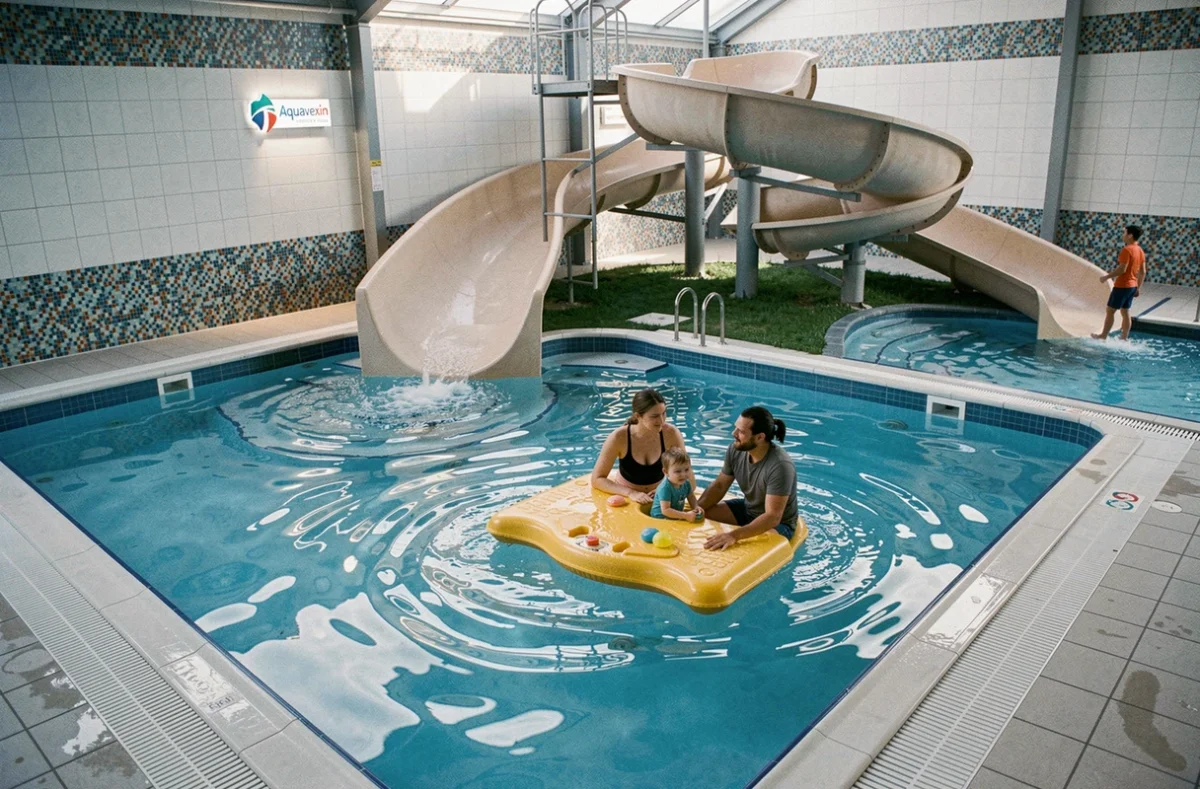 Piscine de loisirs intérieure d'Aquavexin dans les Hauts-de-France avec toboggan et pataugeoire familiale