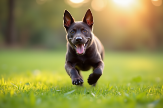 Chiot cane corso jouant dans un jardin ensoleille