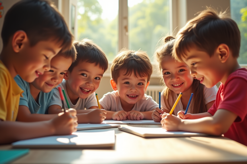 Enfants dessinant leurs héros de dessin animé favoris