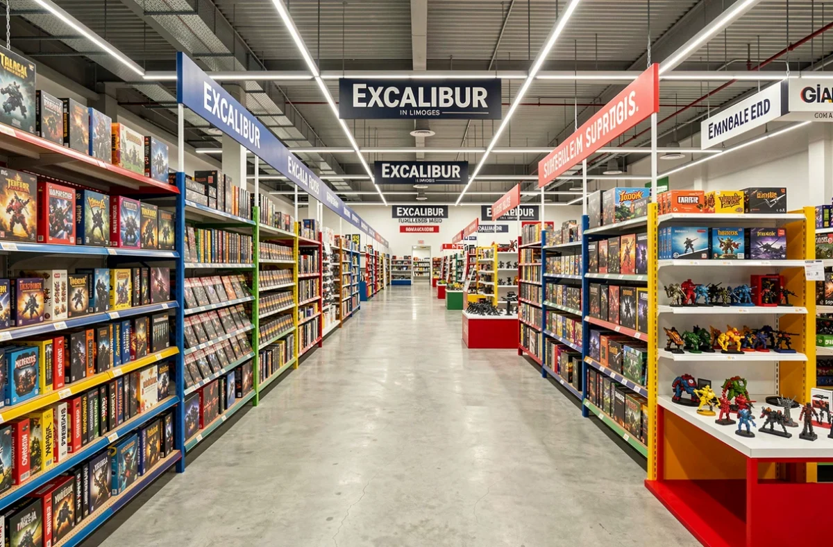 Excalibur à Limoges, grande surface spécialisée en jeux de société et loisirs créatifs avec de larges rayons bien organisés