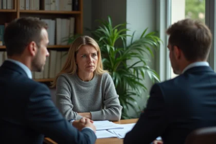 Famille lésée consultant un avocat pour faire valoir ses droits après une adoption internationale ratée avec European Adoption Consultants