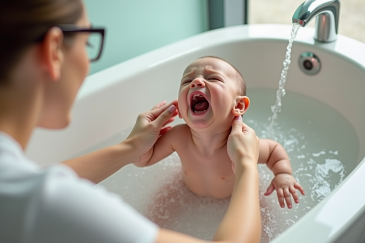 Bébé pleure dans le bain : raisons et solutions pour calmer les pleurs
