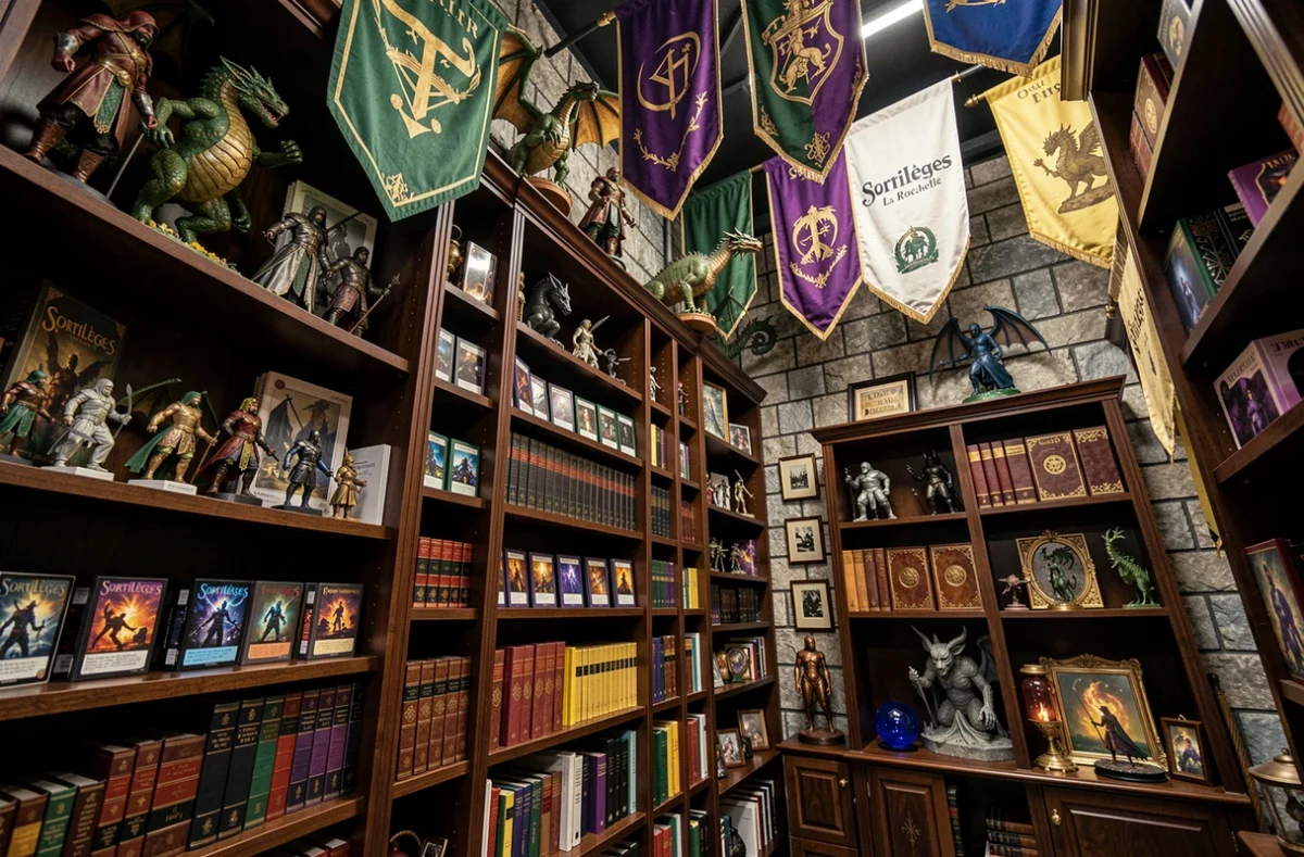 Sortilèges à La Rochelle, boutique spécialisée en jeux de rôle et fantasy avec des figurines et accessoires médiévaux